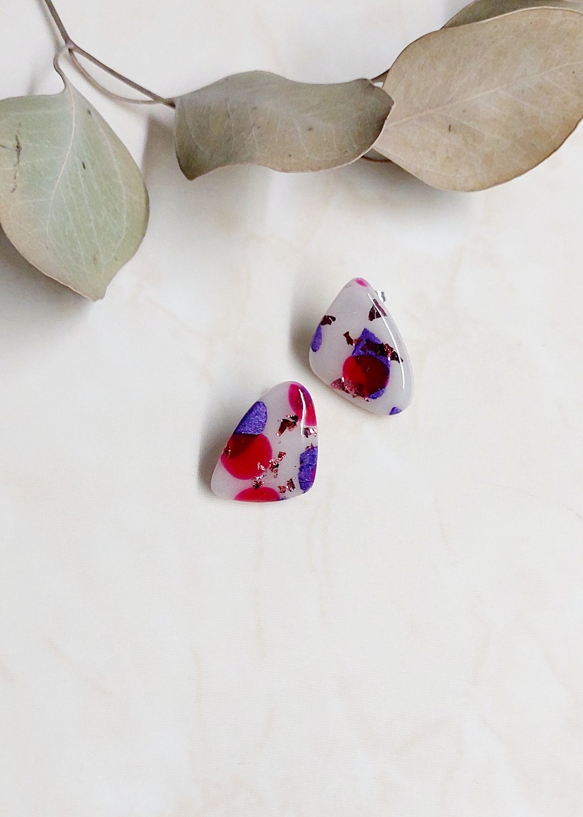 Handmade Polymer Clay Stud Earrings- Mixed Colours