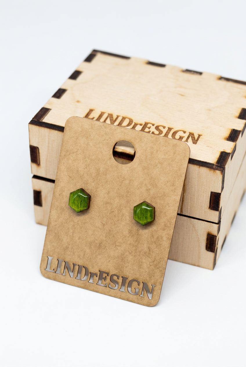 Hexagon Stud Earrings – Forest Green