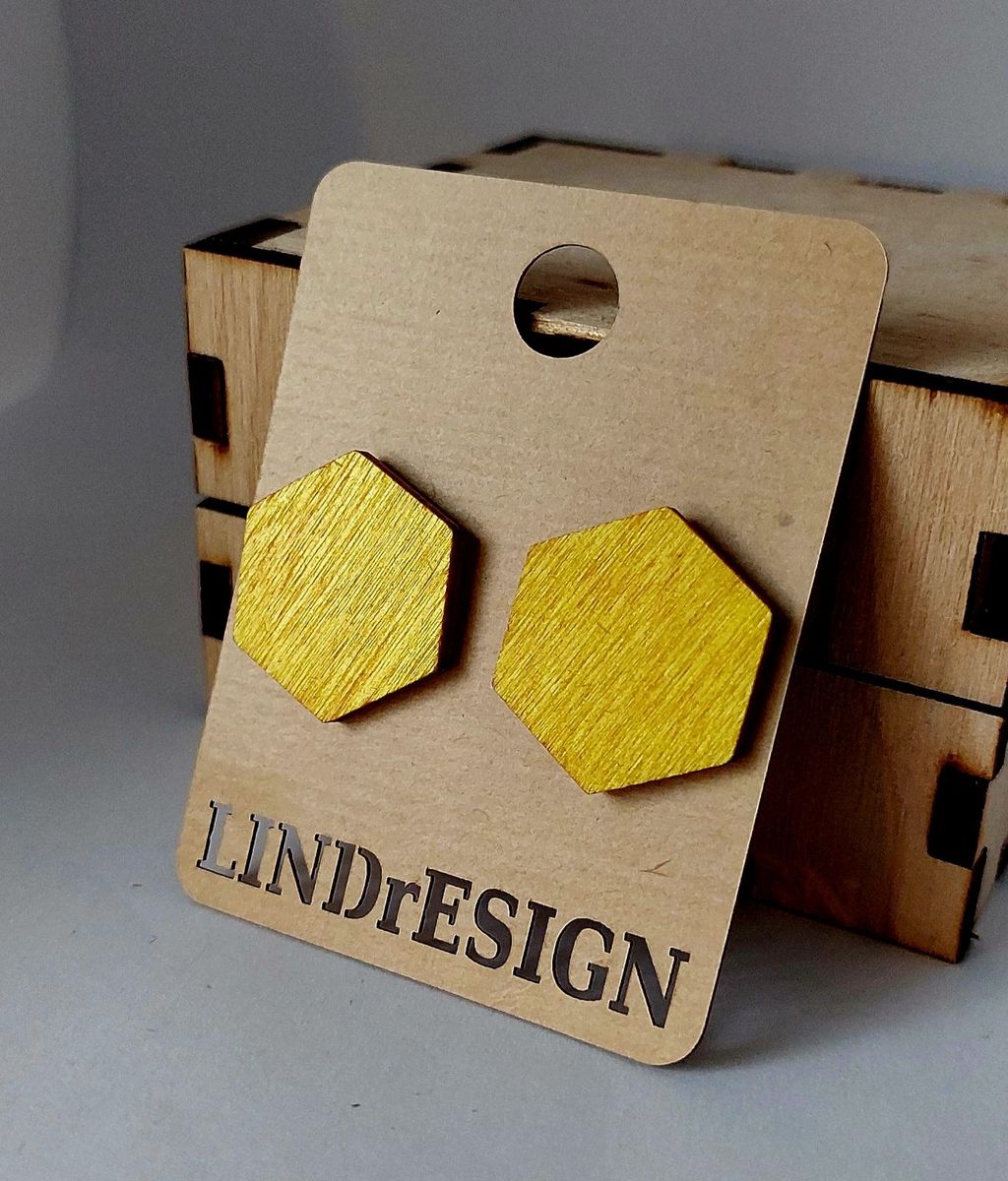 Hexagon Stud Earrings – Bright Yellow