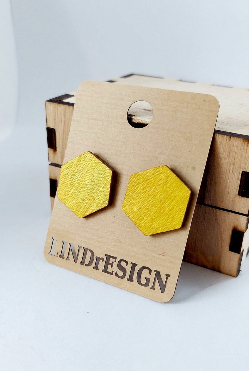 Hexagon Stud Earrings – Bright Yellow