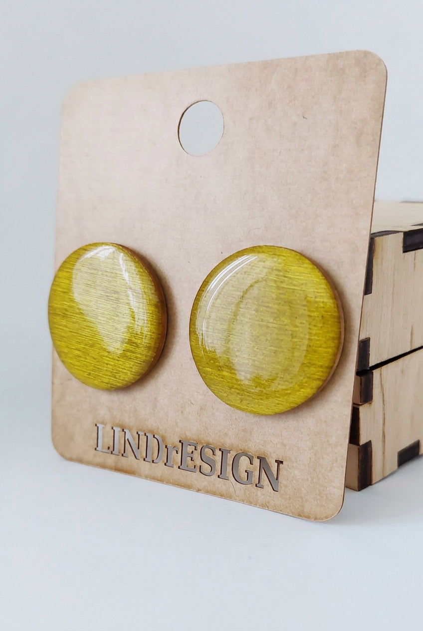Round Stud Earrings – Golden Yellow