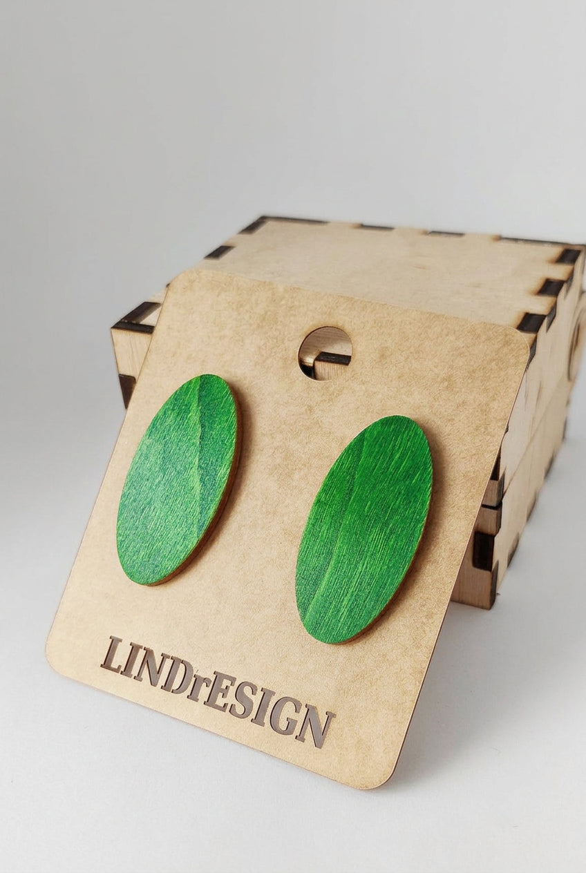 Oval Stud Earrings – Emerald Green