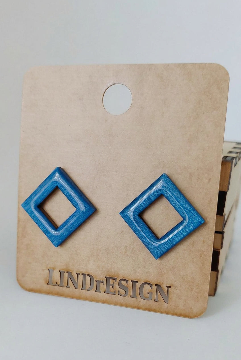Open Diamond Stud Earrings – Ocean Blue