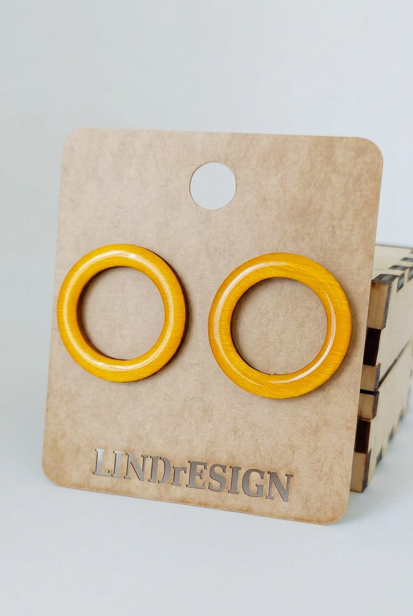 Open Circle Stud Earrings – Amber Orange