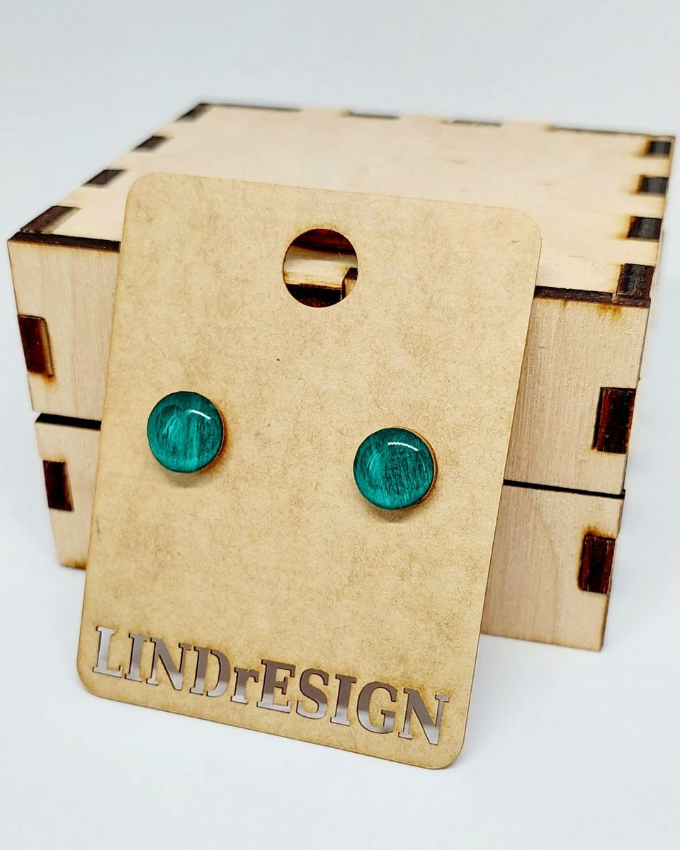 Round Stud Earrings – Teal Green