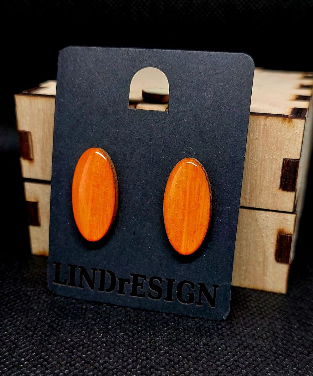 Oval Stud Earrings – Bright Orange Shimmer