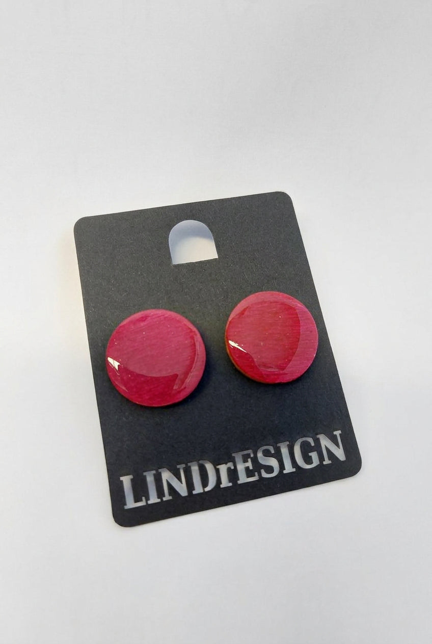 Round Stud Earrings – Raspberry Pink