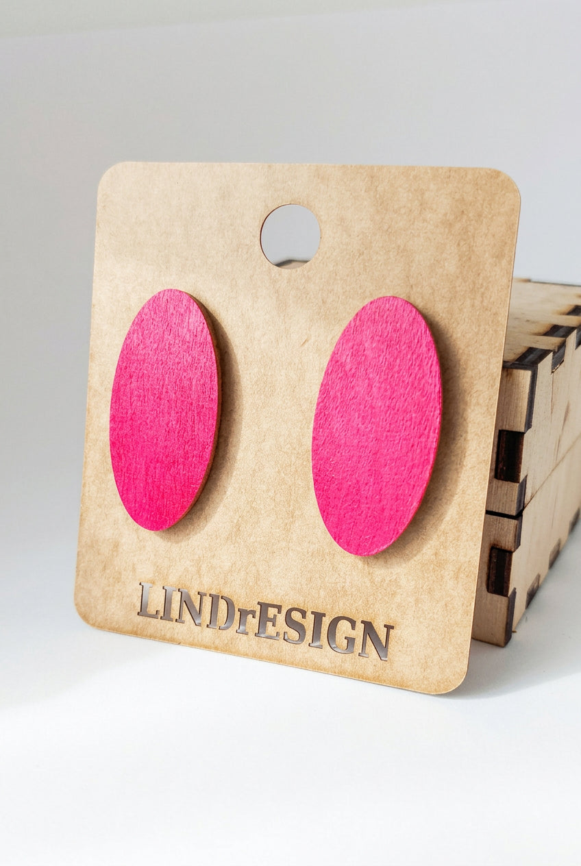 Oval Stud Earrings – Hot Pink