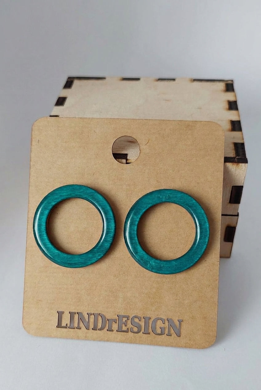 Open Circle Stud Earrings – Teal Green