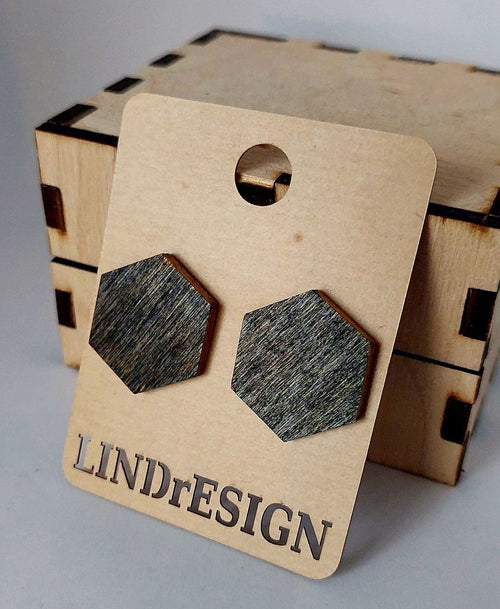 Hexagon Stud Earrings – Charcoal Grey