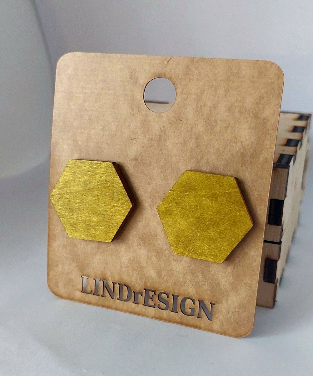 Hexagon Stud Earrings – Mustard Gold