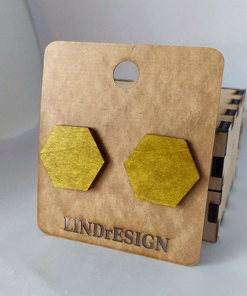 Hexagon Stud Earrings – Mustard Gold