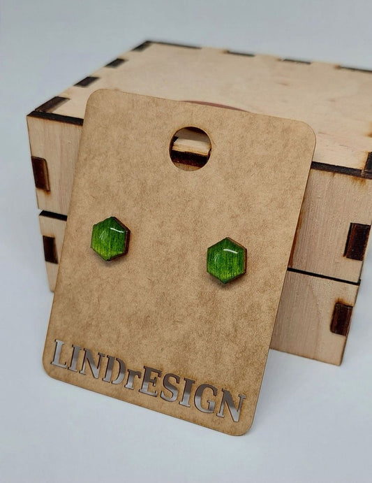 Hexagon Stud Earrings – Forest Green
