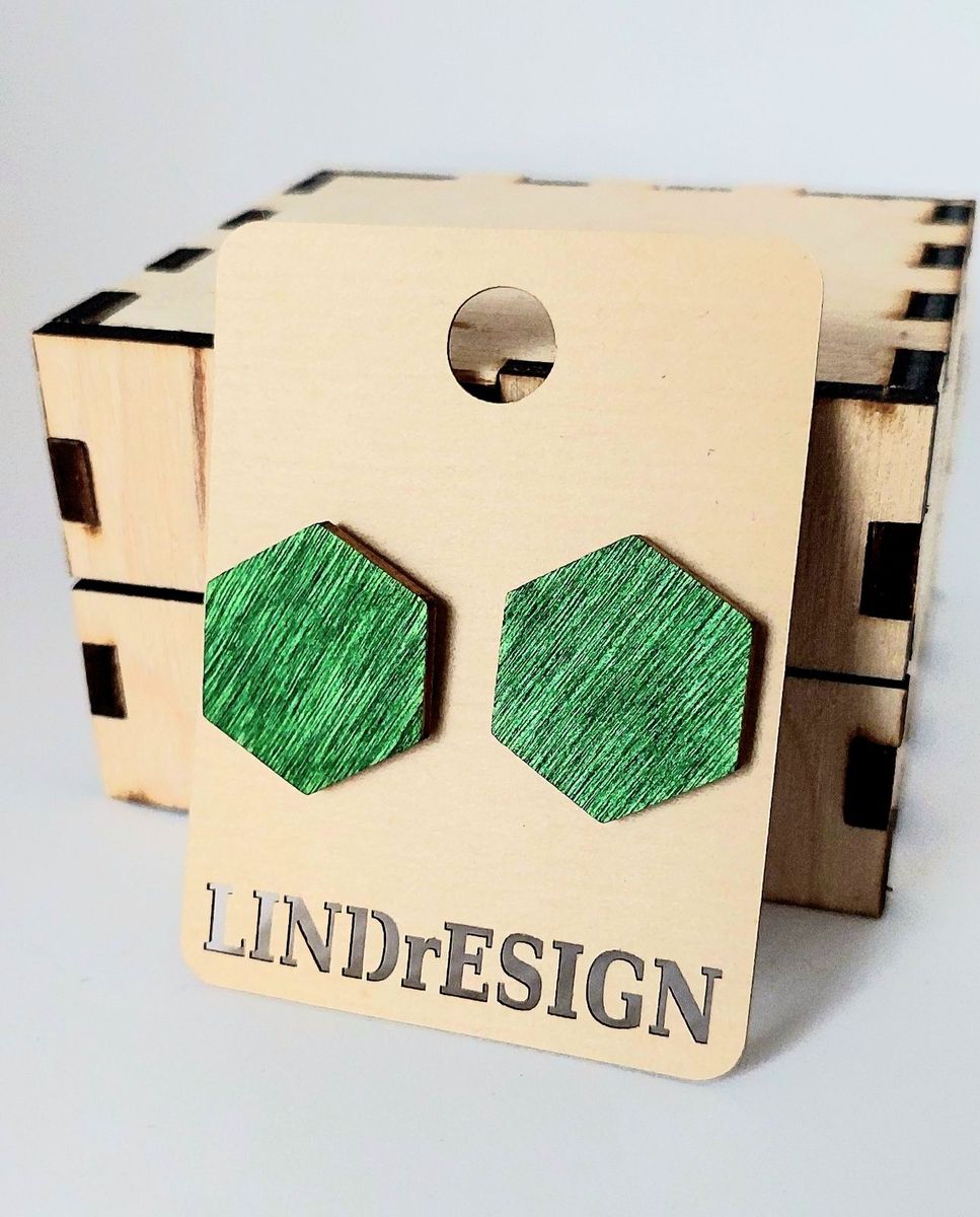 Hexagon Stud Earrings – Emerald Green