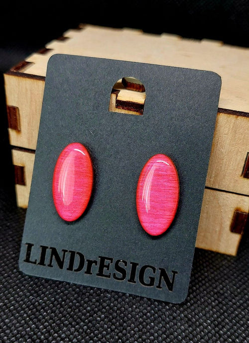 Oval Stud Earrings – Hot Pink Shimmer