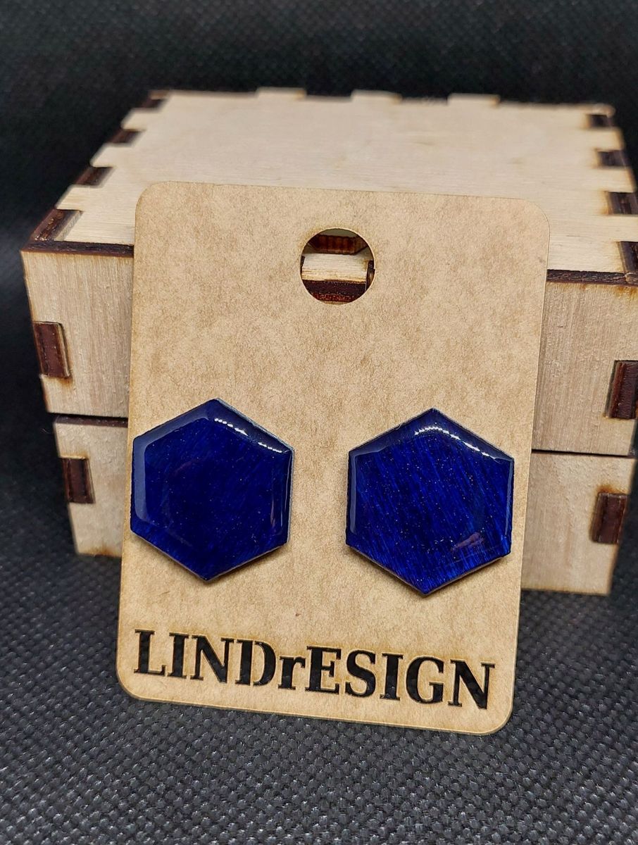 Hexagon Stud Earrings – Royal Blue