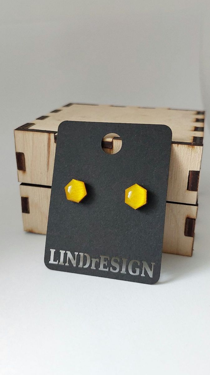 Hexagon Stud Earrings – Bright Yellow Small