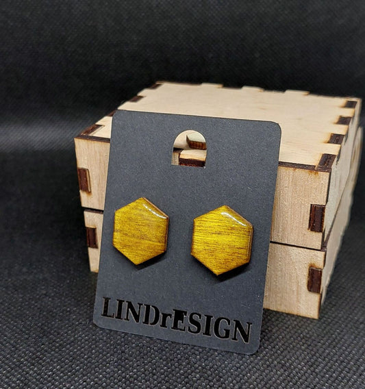 Hexagon Stud Earrings – Golden Yellow