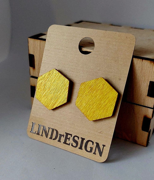Hexagon Stud Earrings – Bright Yellow