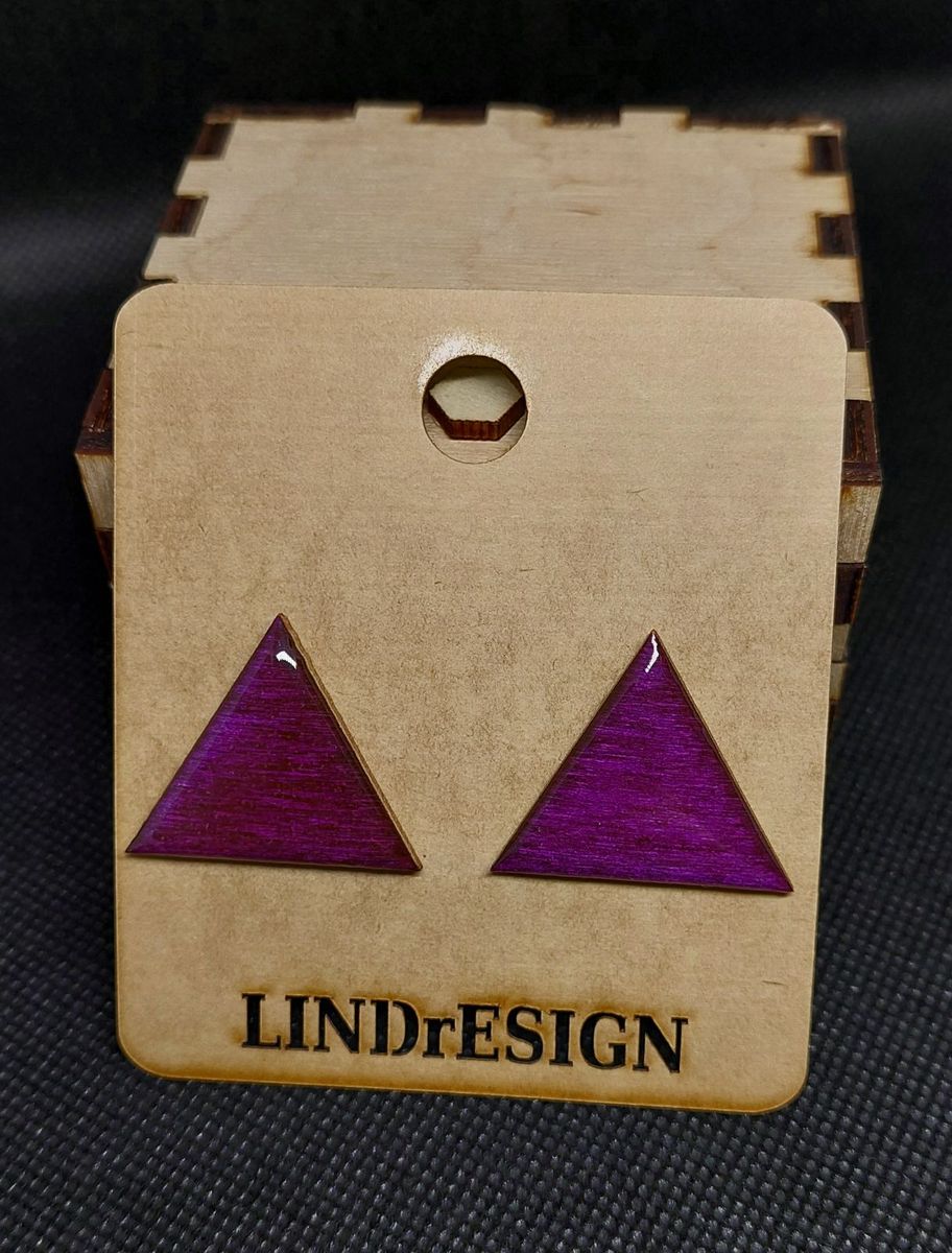 Triangle Stud Earrings – Purple Magenta