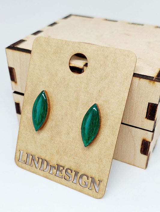 Marquise Stud Earrings – Dark Forest Green