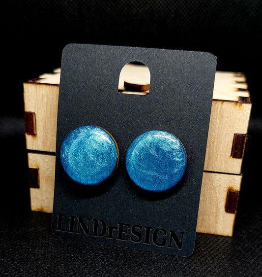 Round Stud Earrings – Ocean Blue Shimmer