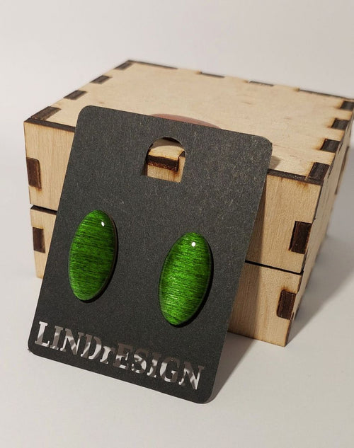 Oval Stud Earrings – Olive Green