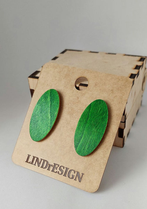 Oval Stud Earrings – Emerald Green