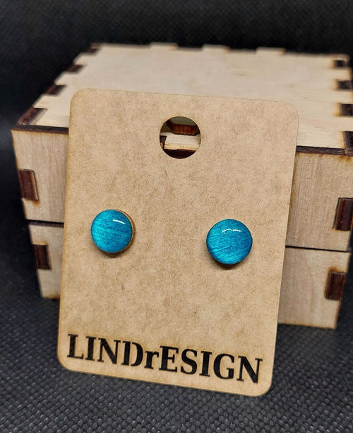 Round Stud Earrings – Teal Blue