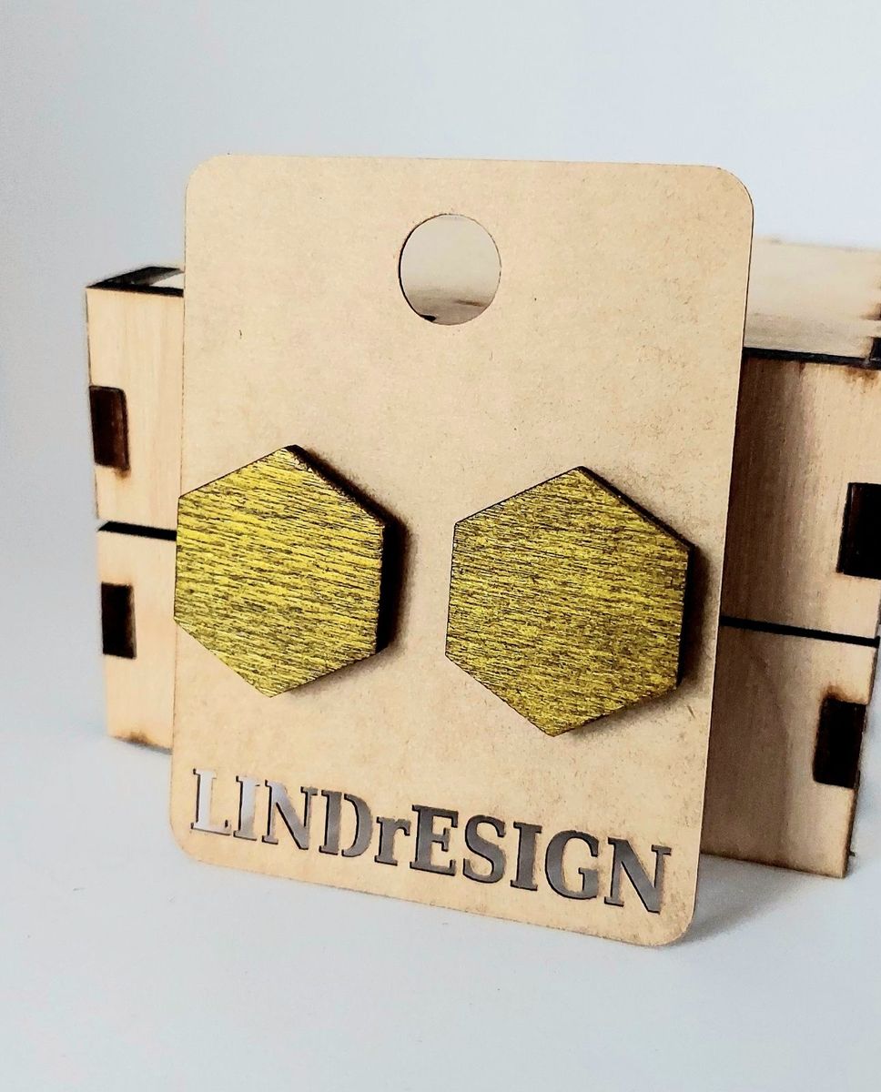 Hexagon Stud Earrings – Olive Gold