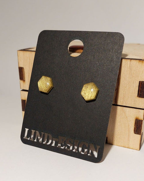 Hexagon Stud Earrings – Gold Shimmer