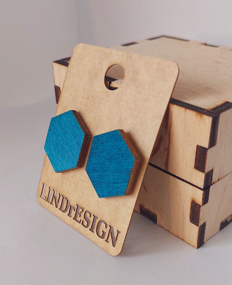 Hexagon Stud Earrings – Sky Blue