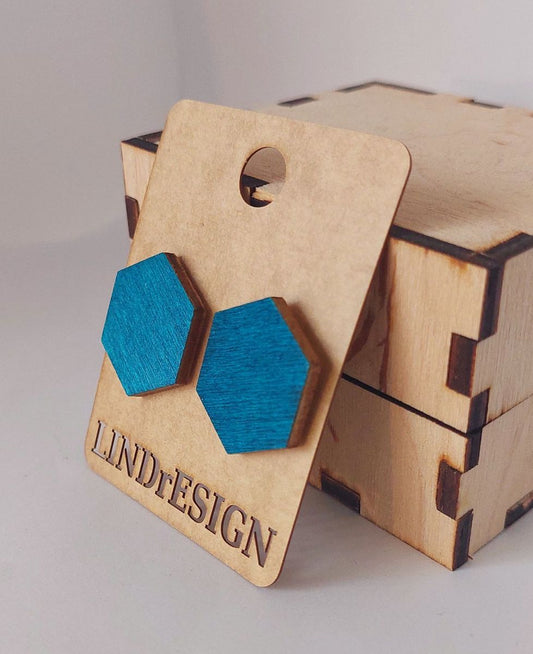 Hexagon Stud Earrings – Sky Blue