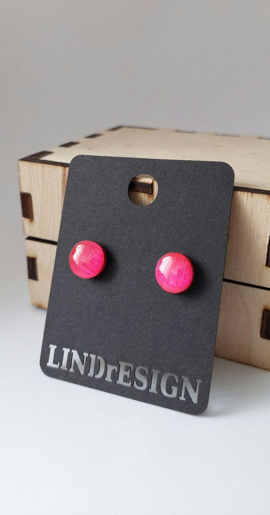 Round Stud Earrings – Hot Pink Small