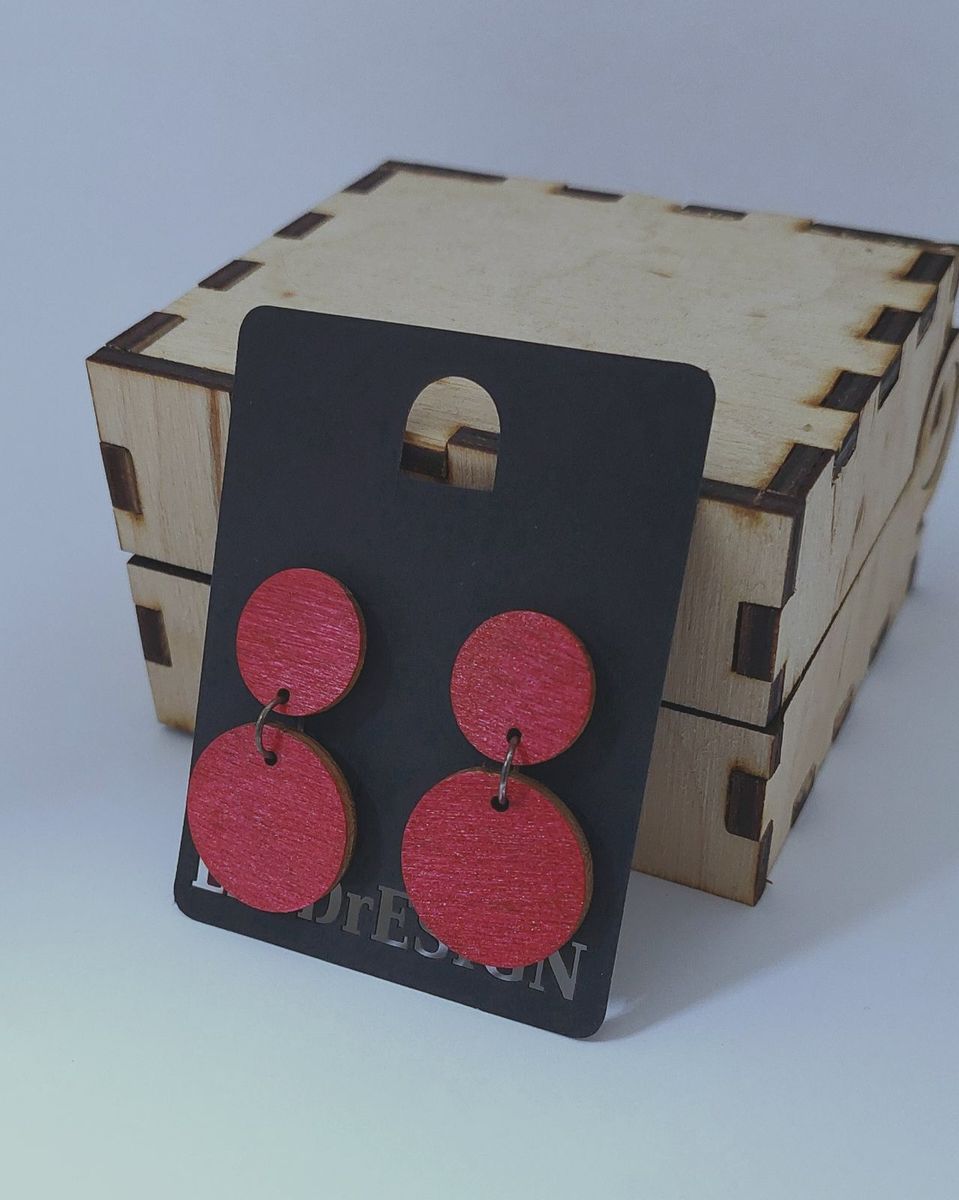 Double Disc Dangle Earrings – Coral Red
