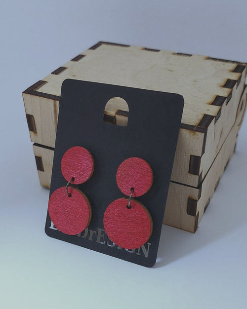 Double Disc Dangle Earrings – Coral Red