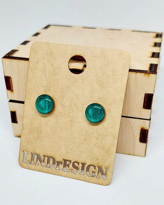 Round Stud Earrings – Teal Green