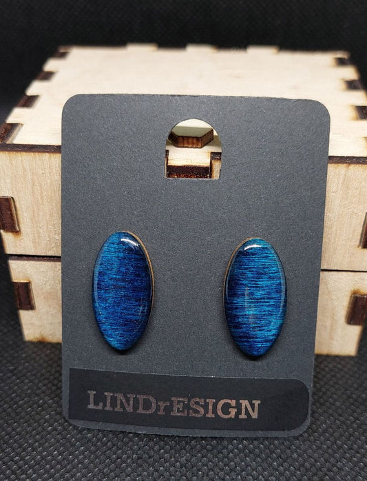 Oval Stud Earrings – Deep Ocean Blue