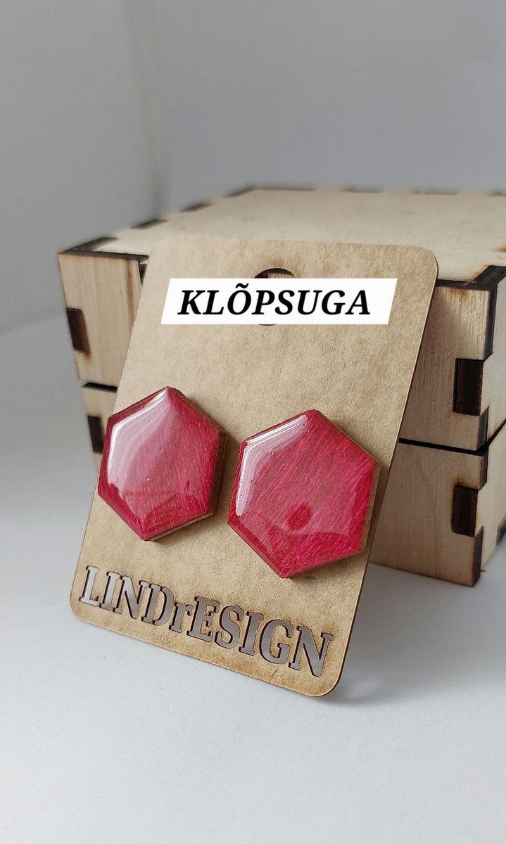 Hexagon Clip-On Earrings – Raspberry