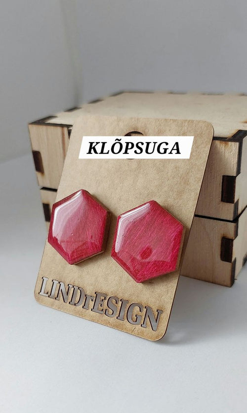 Hexagon Clip-On Earrings – Raspberry