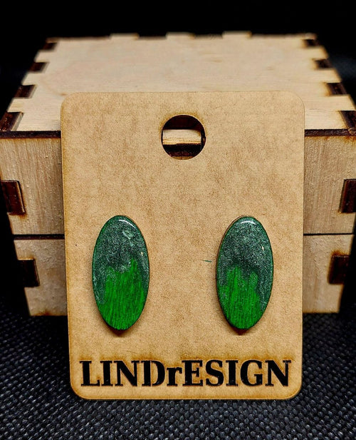 Oval Stud Earrings – Emerald Green Shimmer