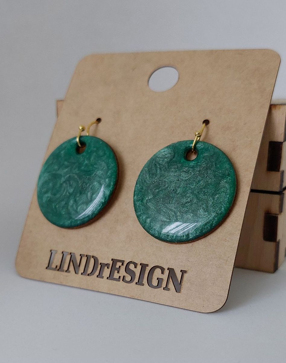 Round Dangle Earrings – Emerald Green Marbled