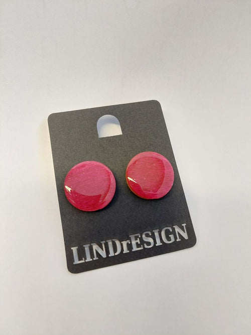 Round Stud Earrings – Raspberry Pink