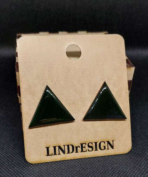 Triangle Stud Earrings – Emerald Green