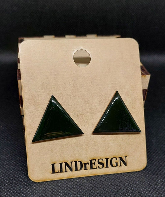 Triangle Stud Earrings – Emerald Green