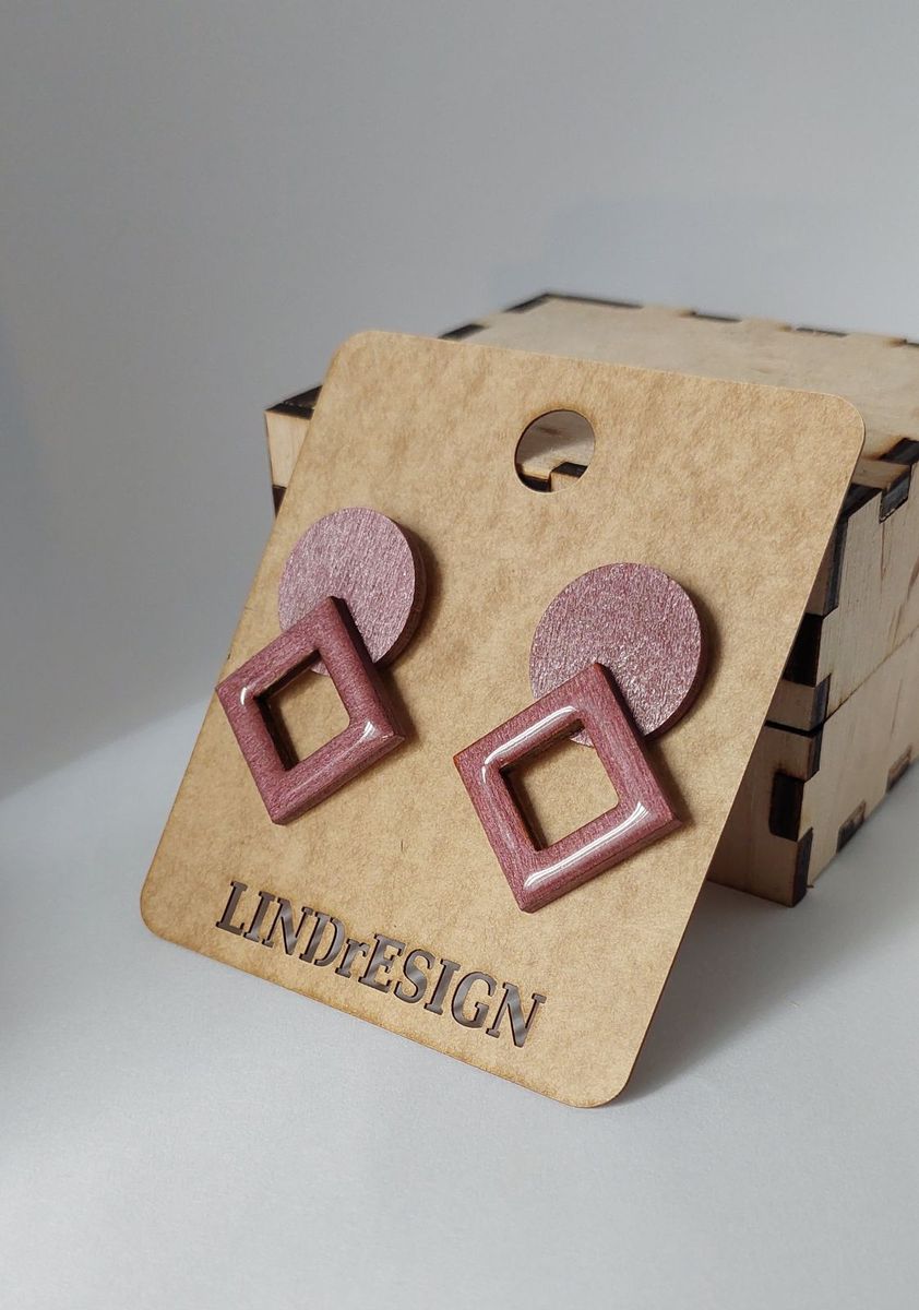 Circle & Open Diamond Stud Earrings – Dusty Rose