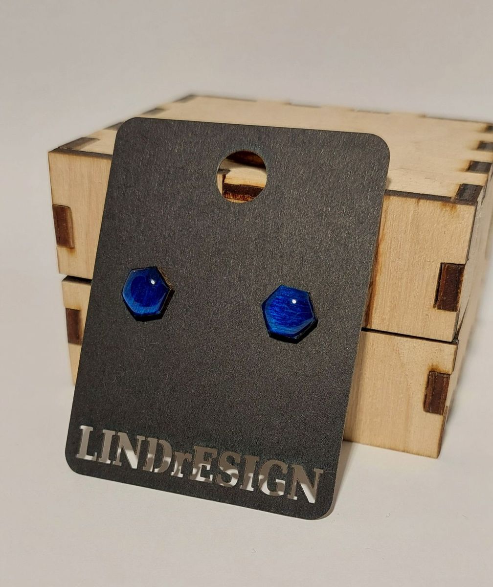 Hexagon Stud Earrings – Cobalt Blue Small