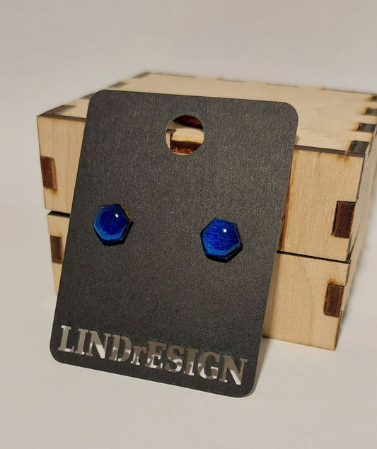 Hexagon Stud Earrings – Cobalt Blue Small