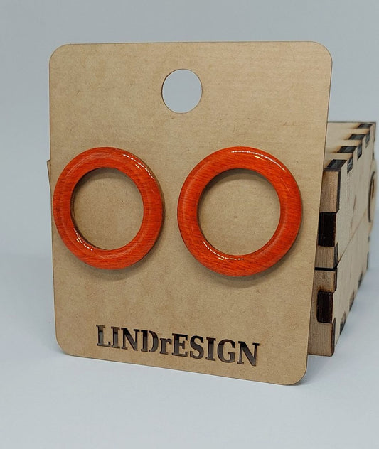 Circle Ring Stud Earrings – Vibrant Orange