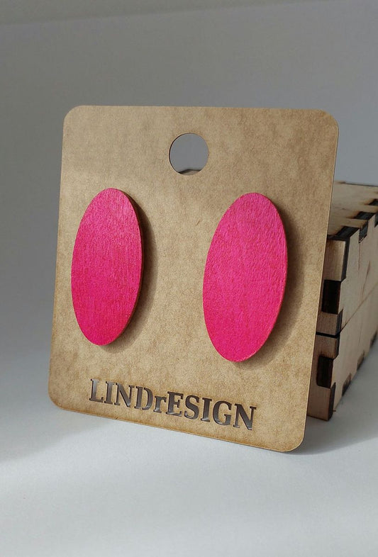 Oval Stud Earrings – Hot Pink